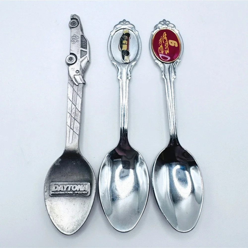 Vintage NASCAR Souvenir Spoons Set Daytona International Pewter Bill Elliott 9‎